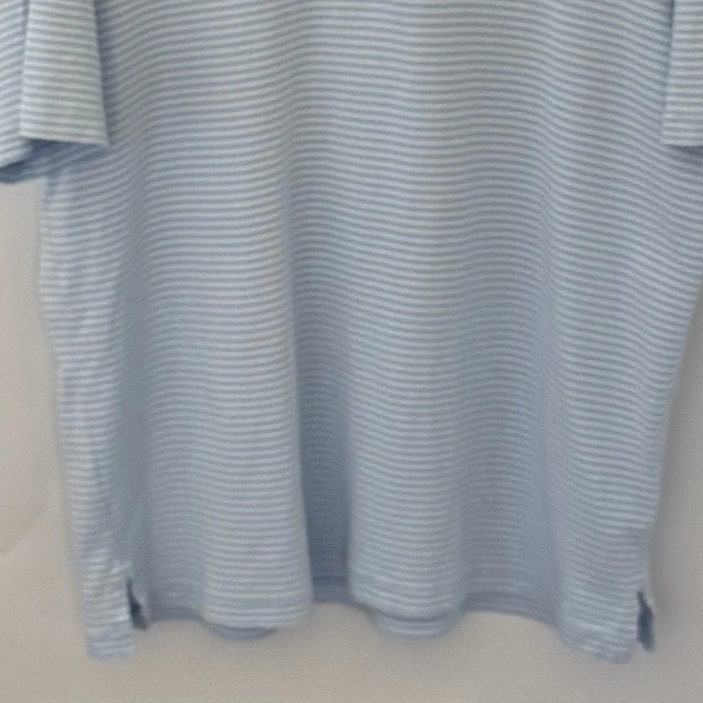 Polo Ralph Lauren Preppy Blue Striped Classic‎ Fit Short Sleeve Shirt, Size L